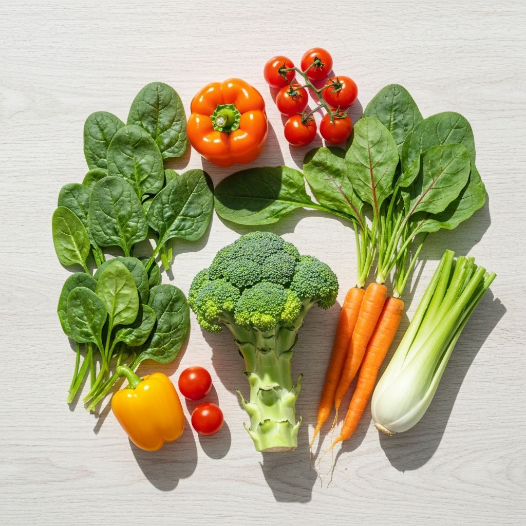 Fresh colorful vegetables on wooden surface